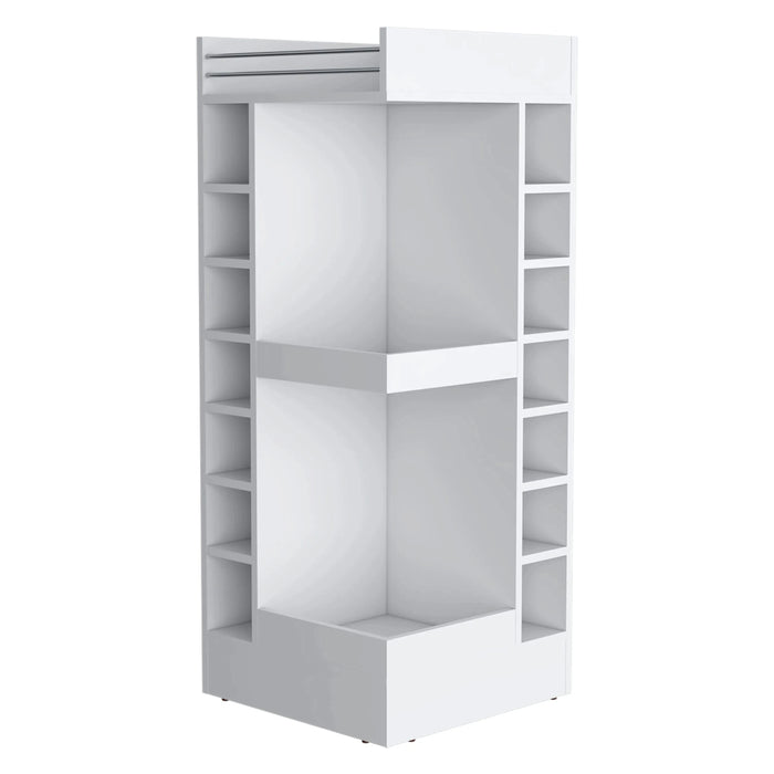 FM FURNITURE Lamer Corner Bar Cabinet with Wine Rack and Open Shelf, White Default -DTYStore