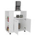 FM FURNITURE Linden Kitchen Cart with Microwave Shelf. Open Storage. and Two-Door Cabinet. White Default -DTYStore