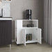 FM FURNITURE Linden Kitchen Cart with Microwave Shelf. Open Storage. and Two-Door Cabinet. White Default -DTYStore