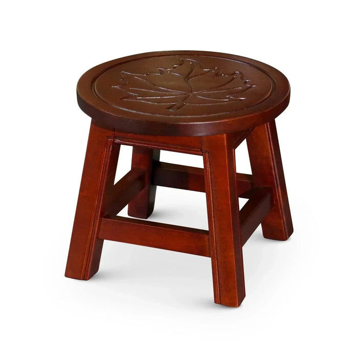 Fairplay Carved Wooden Step Stool Maple Leaf Cherry -DTYStore