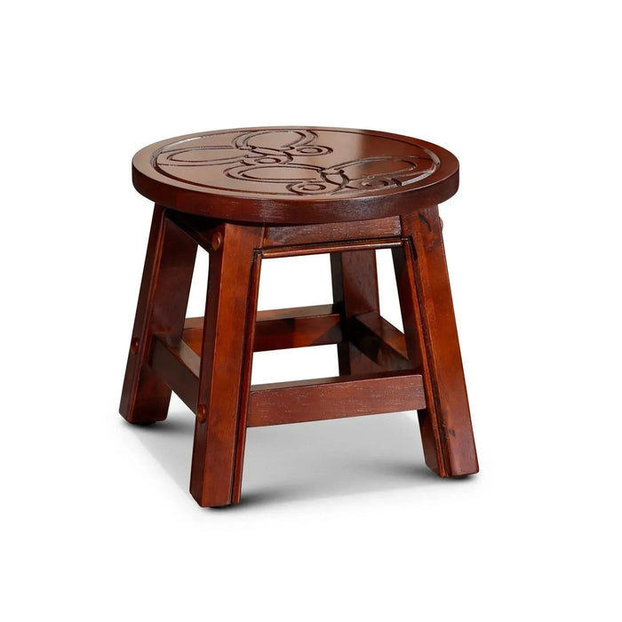 Fairplay Carved Wooden Step Stool -DTYStore