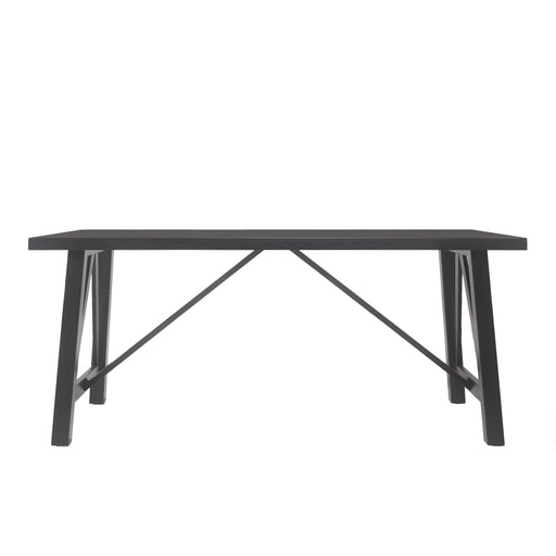 Farmhouse Style Dining Table with Wood-Like Top in Matte Black, Solid Wood and MDF, 71 inches Default -DTYStore