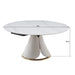 Fashion Modern Sintered Stone Dining Table with Multi-Functional Retractable Design in White Default -DTYStore