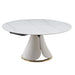 Fashion Modern Sintered Stone Dining Table with Multi-Functional Retractable Design in White Default -DTYStore