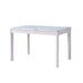 Faux marble white dining table top Four rounded leg posts Rounded table corners White Oak leg color Default -DTYStore