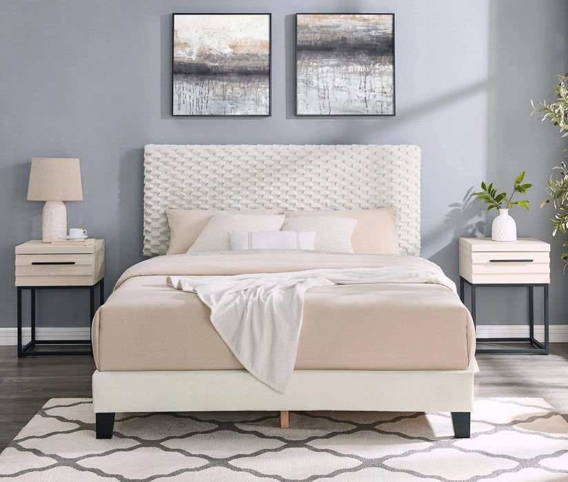 Findlay 3-Piece Bedroom Set, Plush 3D Upholstered Bed with Two Nightstands, Full Default -DTYStore