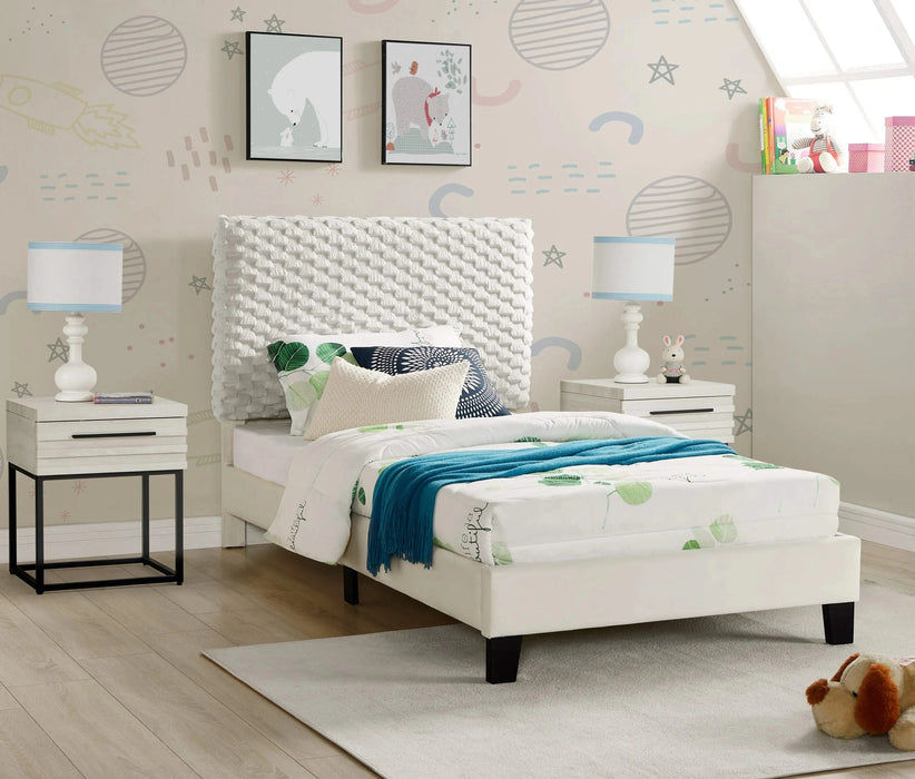 Findlay 3-Piece Bedroom Set, Plush 3D Upholstered Bed with Two Nightstands, Twin Default -DTYStore