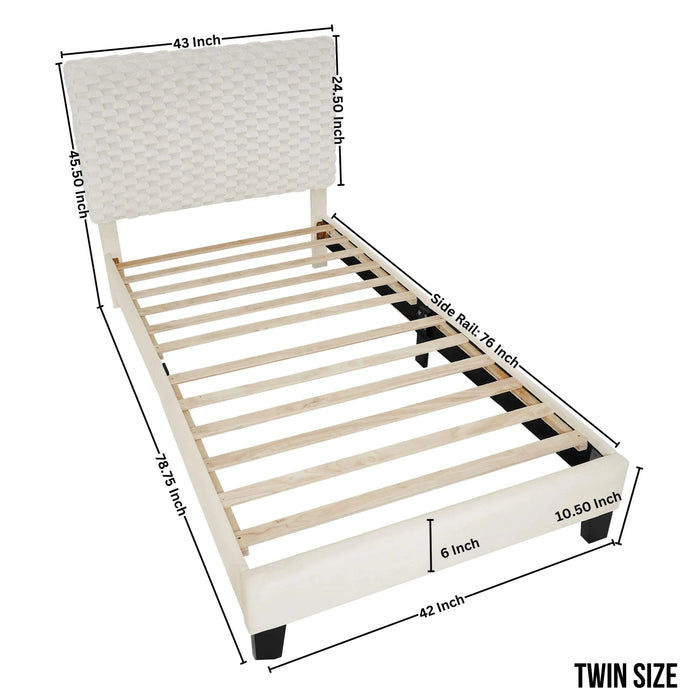 Findlay 3-Piece Bedroom Set, Plush 3D Upholstered Bed with Two Nightstands, Twin Default -DTYStore