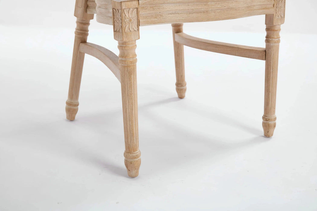 French Country Dining Chairs Set of 2, Upholstered Chairs with Nature Rattan Round Back, Wire drawing and carving techniques ,Disassemblable and Stackable, for Living Room, Kitchen , Restaurant Use Default -DTYStore