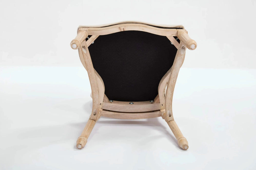 French Country Dining Chairs Set of 2, Upholstered Chairs with Nature Rattan Round Back, Wire drawing and carving techniques ,Disassemblable and Stackable, for Living Room, Kitchen , Restaurant Use Default -DTYStore