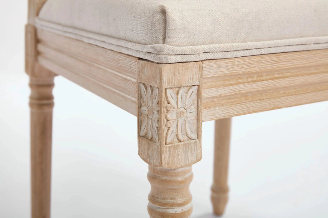 French Country Dining Chairs Set of 2, Upholstered Chairs with Nature Rattan Square Back, Wire drawing and carving techniques ,Disassemblable , for Living Room, Kitchen , Restaurant Use,Beige Default -DTYStore