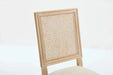 French Country Dining Chairs Set of 2, Upholstered Chairs with Nature Rattan Square Back, Wire drawing and carving techniques ,Disassemblable , for Living Room, Kitchen , Restaurant Use,Beige Default -DTYStore