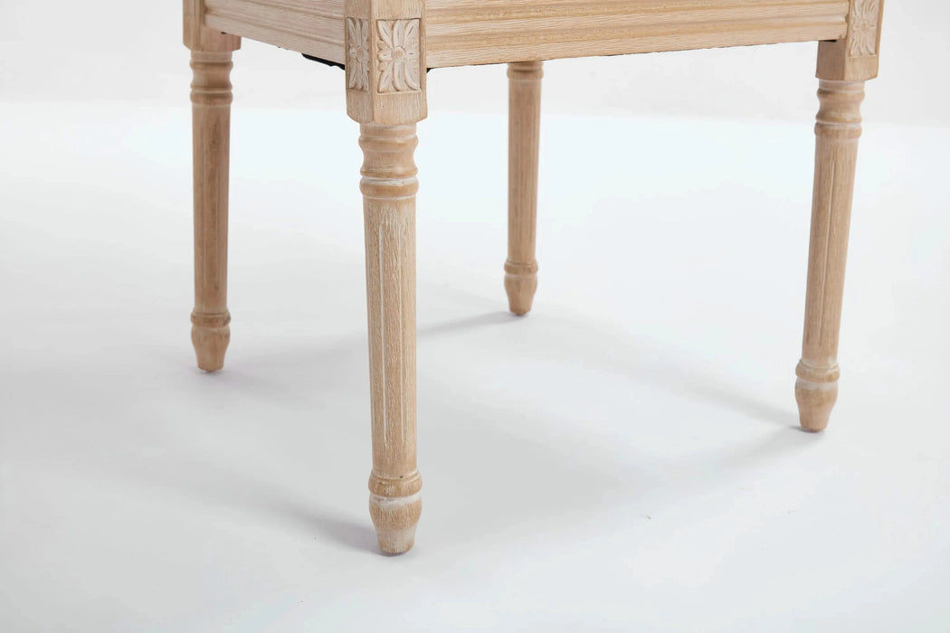 French Country Dining Chairs Set of 2, Upholstered Chairs with Nature Rattan Square Back, Wire drawing and carving techniques ,Disassemblable , for Living Room, Kitchen , Restaurant Use,Beige Default -DTYStore