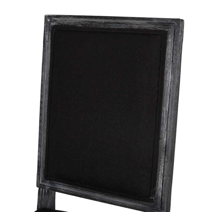 French Country Style Dining Chair Set with Upholstered Seating and Fluted Legs in Black Fabric Default -DTYStore