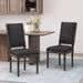 French Country Style Dining Chair Set with Upholstered Seating and Fluted Legs in Black Fabric Default -DTYStore