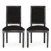 French Country Style Dining Chair Set with Upholstered Seating and Fluted Legs in Black Fabric Default -DTYStore