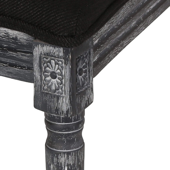 French Country Style Dining Chair Set with Upholstered Seating and Fluted Legs in Black Fabric Default -DTYStore