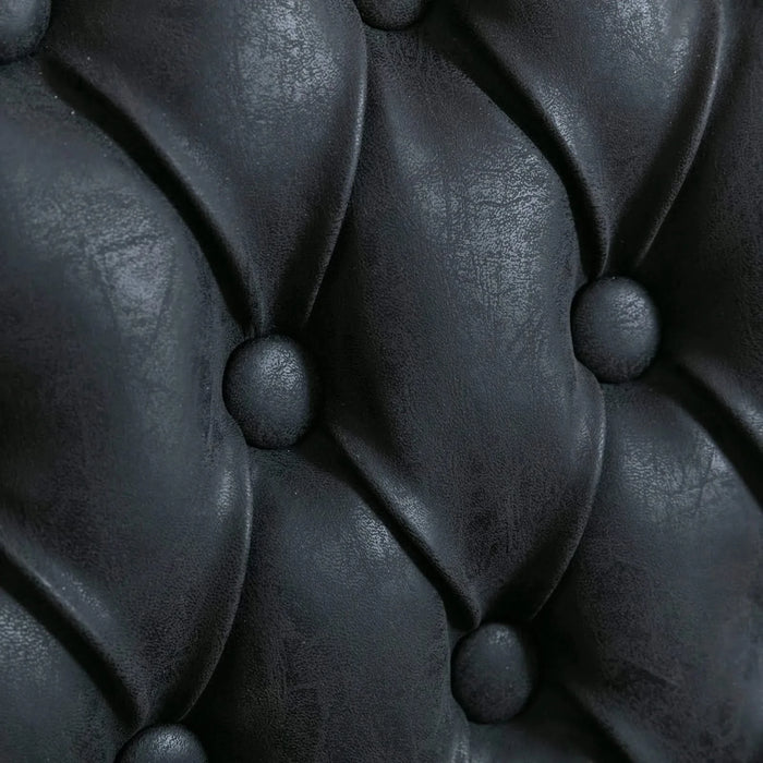 French Style Solid Wood Frame Antique Painting,Hand-pulled buckle decoration PU artificial leather Dining Chair with Nailhead Trim ,Wood Legs,Set of 2,Black,SW1839BK Default -DTYStore