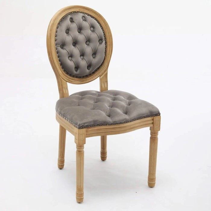 French Style Solid Wood Frame Antique Painting,Hand-pulled buckle decoration Velvet artificial leather Dining Chair with Nailhead Trim ,Wood Legs,Steel Spring inner,Set of 2,Gray,SW1739GY Default -DTYStore