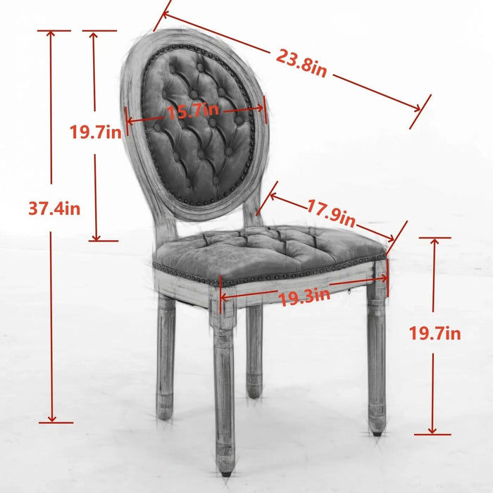 French Style Solid Wood Frame Antique Painting,Hand-pulled buckle decoration Velvet artificial leather Dining Chair with Nailhead Trim ,Wood Legs,Steel Spring inner,Set of 2,Gray,SW1739GY Default -DTYStore