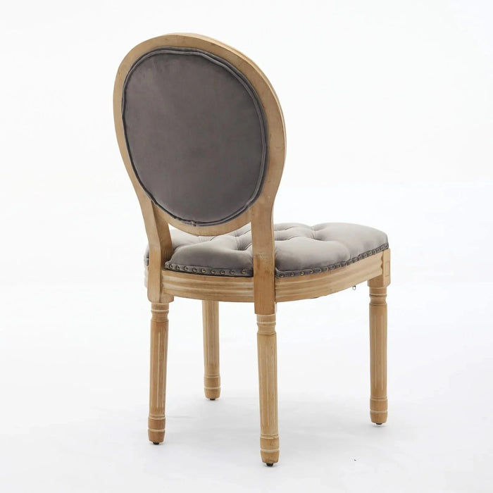 French Style Solid Wood Frame Antique Painting,Hand-pulled buckle decoration Velvet artificial leather Dining Chair with Nailhead Trim ,Wood Legs,Steel Spring inner,Set of 2,Gray,SW1739GY Default -DTYStore