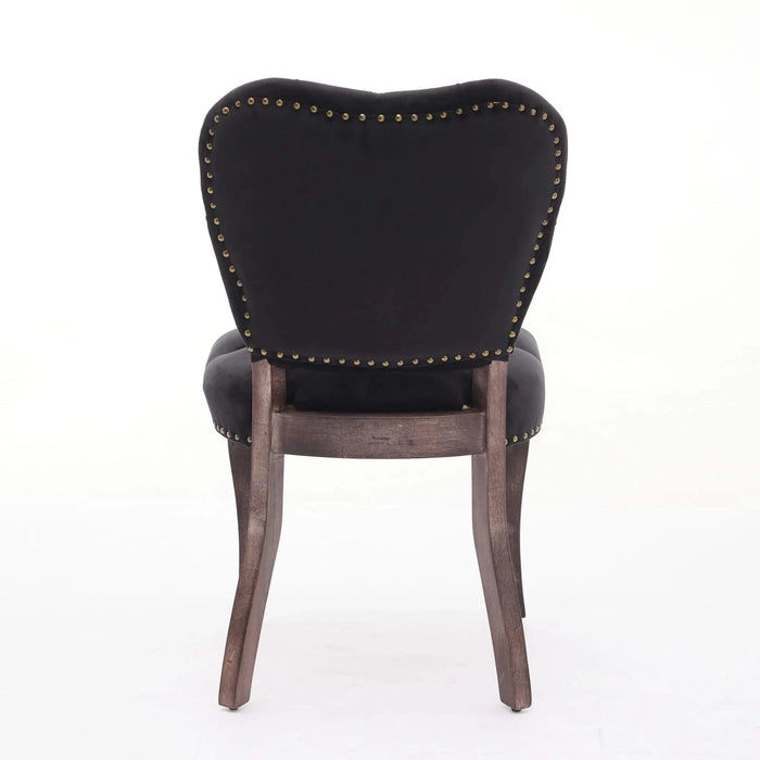 French Vintage Tufted Upholstered Fabric Dining Chair,Set of 2,Black,SW1869BK Default -DTYStore
