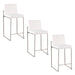 Fuji 26' Contemporary High Back Counter Stool in Stainless Steel and White Velvet by LumiSource - Set of 3 Default -DTYStore