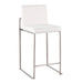 Fuji 26' Contemporary High Back Counter Stool in Stainless Steel and White Velvet by LumiSource - Set of 3 Default -DTYStore