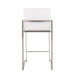 Fuji 26' Contemporary High Back Counter Stool in Stainless Steel and White Velvet by LumiSource - Set of 3 Default -DTYStore