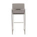 Fuji 30' Contemporary High Back Barstool in Stainless Steel and Grey Fabric by LumiSource - Set of 3 Default -DTYStore