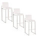 Fuji 30' Contemporary High Back Barstool in Stainless Steel and White Velvet by LumiSource - Set of 3 Default -DTYStore