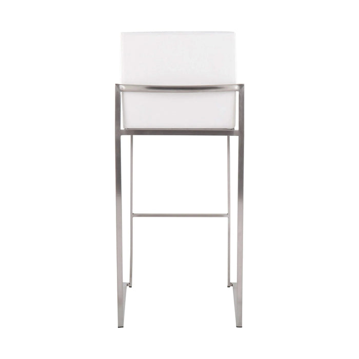 Fuji 30' Contemporary High Back Barstool in Stainless Steel and White Velvet by LumiSource - Set of 3 Default -DTYStore