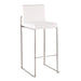 Fuji 30' Contemporary High Back Barstool in Stainless Steel and White Velvet by LumiSource - Set of 3 Default -DTYStore