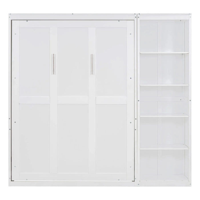 Full Size Murphy Bed Wall Bed with Shelves,White Default -DTYStore