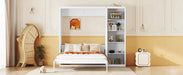 Full Size Murphy Bed Wall Bed with Shelves,White Default -DTYStore