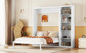 Full Size Murphy Bed Wall Bed with Shelves,White Default -DTYStore