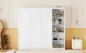 Full Size Murphy Bed Wall Bed with Shelves,White Default -DTYStore