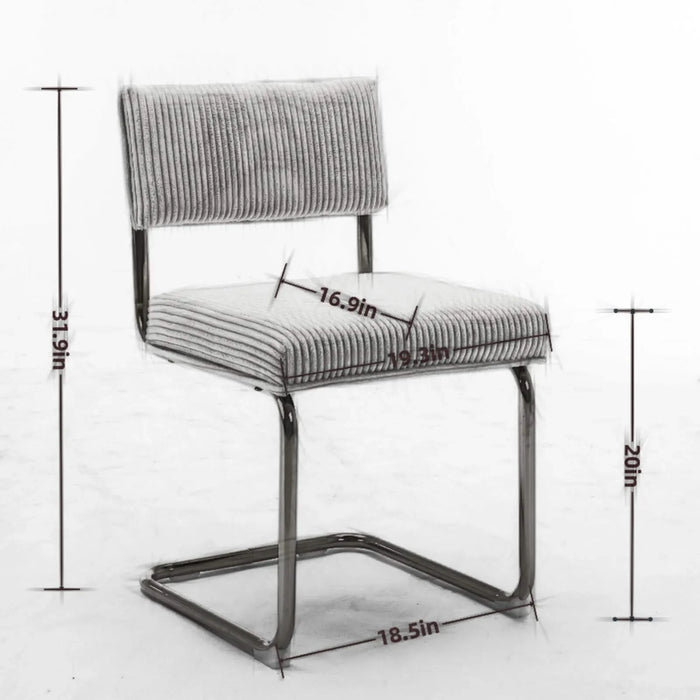 Furniture,Modern Dining Chairs with Corduroy Fabric,Gold Metal Base, Accent Armless Kitchen Chairs with Channel Tufting, Side Chairs, Set of 2, Beige Default -DTYStore