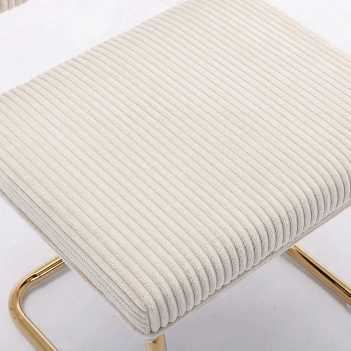 Furniture,Modern Dining Chairs with Corduroy Fabric,Gold Metal Base, Accent Armless Kitchen Chairs with Channel Tufting, Side Chairs, Set of 2, Beige Default -DTYStore