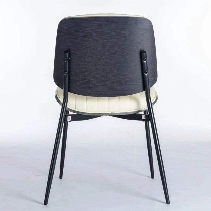 Furniture, Dining Chairs Set of 2 Mid Century Modern Retro Faux Leather Chair with Walnut Bentwood Back Upholstered Seat Metal Legs Adjustable Foot for Kitchen Dining Room Chairs(Beige PU) Default -DTYStore