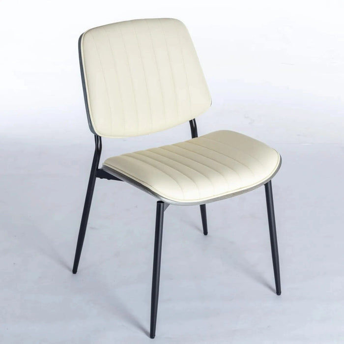 Furniture, Dining Chairs Set of 2 Mid Century Modern Retro Faux Leather Chair with Walnut Bentwood Back Upholstered Seat Metal Legs Adjustable Foot for Kitchen Dining Room Chairs(Beige PU) Default -DTYStore