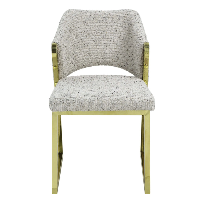 Galdesa Teddy Sherpa & Mirrored Gold Finish Side Chair (Set of 2) Default -DTYStore