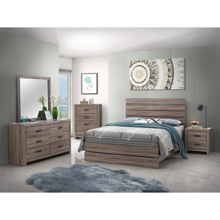 Geary Oak 5-piece Slatted Headboard Panel Bedroom Set Default -DTYStore