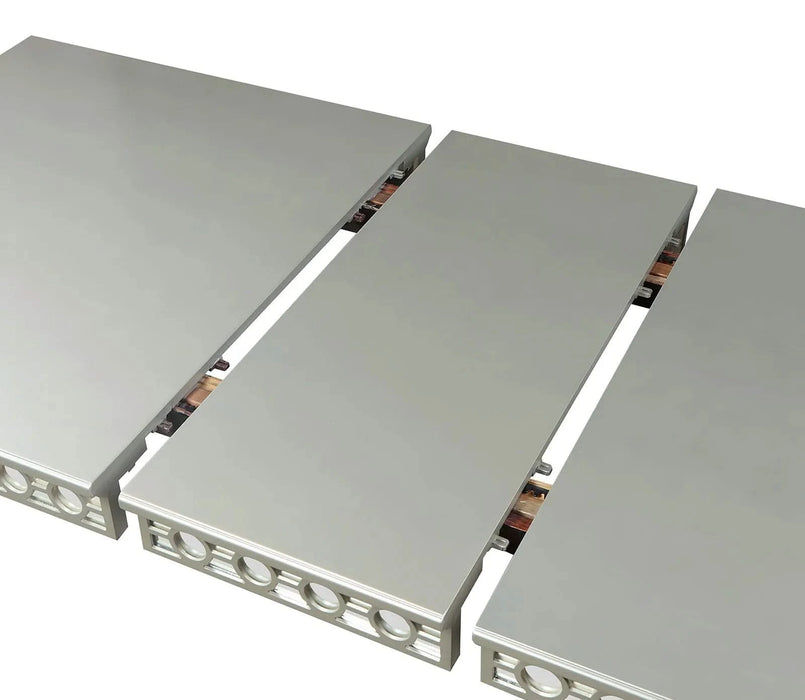 Glam Silver And Dark Gray 7pc Dining Set Table w Leaf Wingback 6x Chairs Acrylic Tufted Dining Room Furniture Default -DTYStore