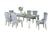 Glam Silver And Dark Gray 7pc Dining Set Table w Leaf Wingback 6x Chairs Acrylic Tufted Dining Room Furniture Default -DTYStore