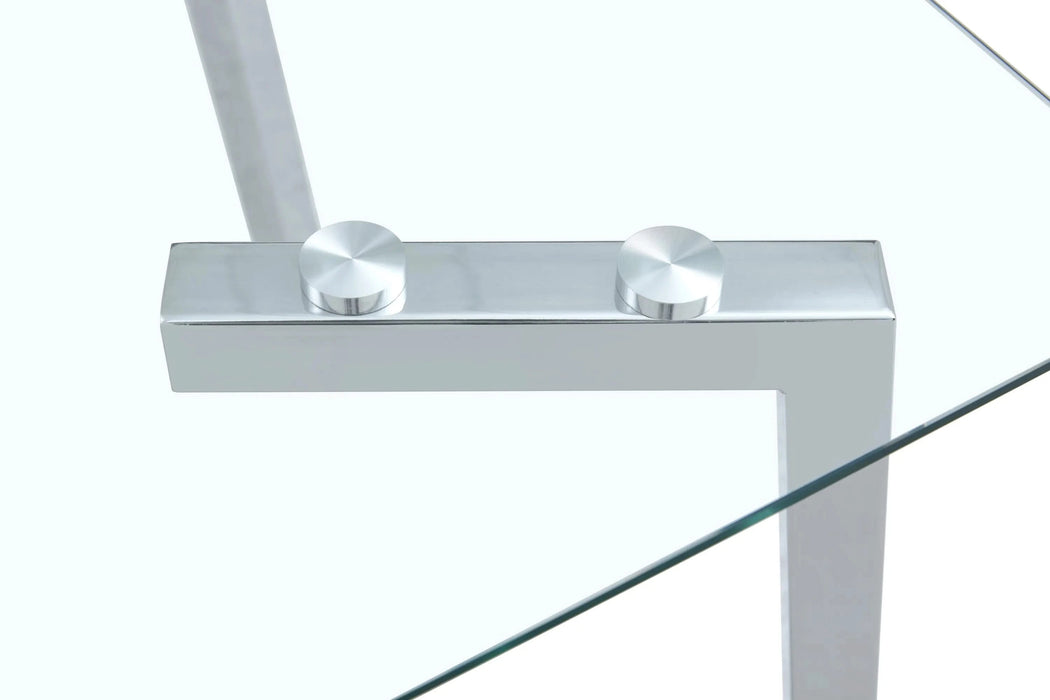 Glass Dining Table Transparent, 130*80* 8MM CHORMED LEG , SILVER color Default -DTYStore