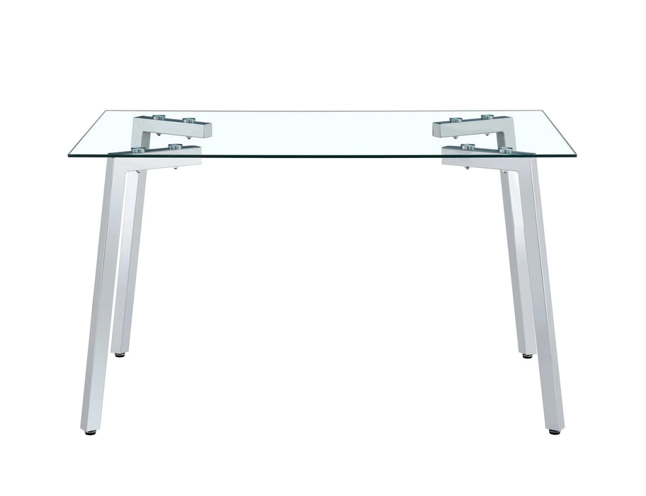 Glass Dining Table Transparent, 130*80* 8MM CHORMED LEG , SILVER color Default -DTYStore