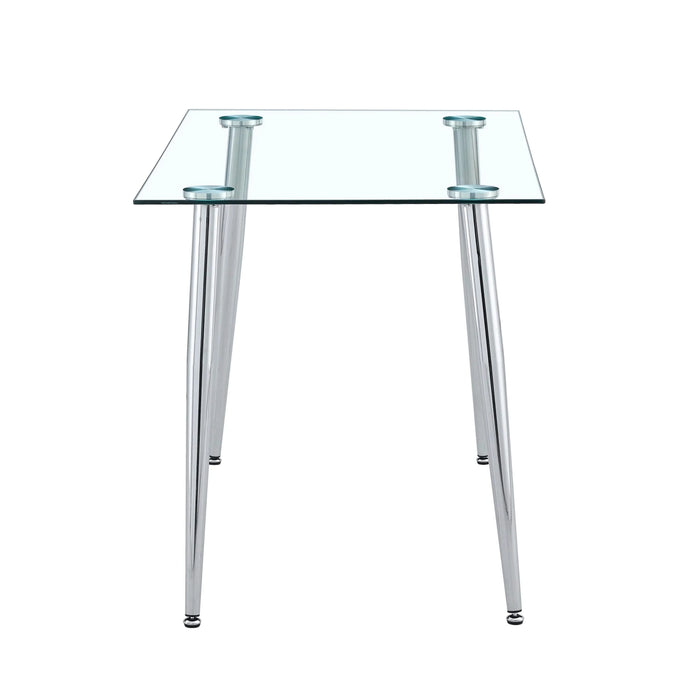 Glass Dining Table Transparent, 130*80* 8MM CHORMED LEG , SILVER color Default -DTYStore