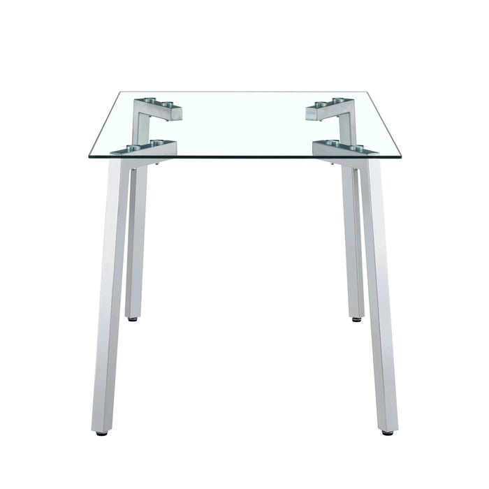 Glass Dining Table Transparent, 130*80* 8MM CHORMED LEG , SILVER color Default -DTYStore