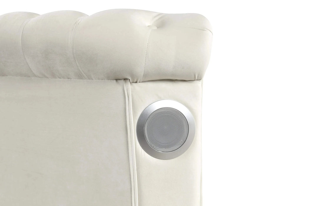 HAZEL Modern Style Queen 4PC Vanity Bedroom Set with USB Ports & Made with Wood in Cream(CA INVENTORY) Default -DTYStore